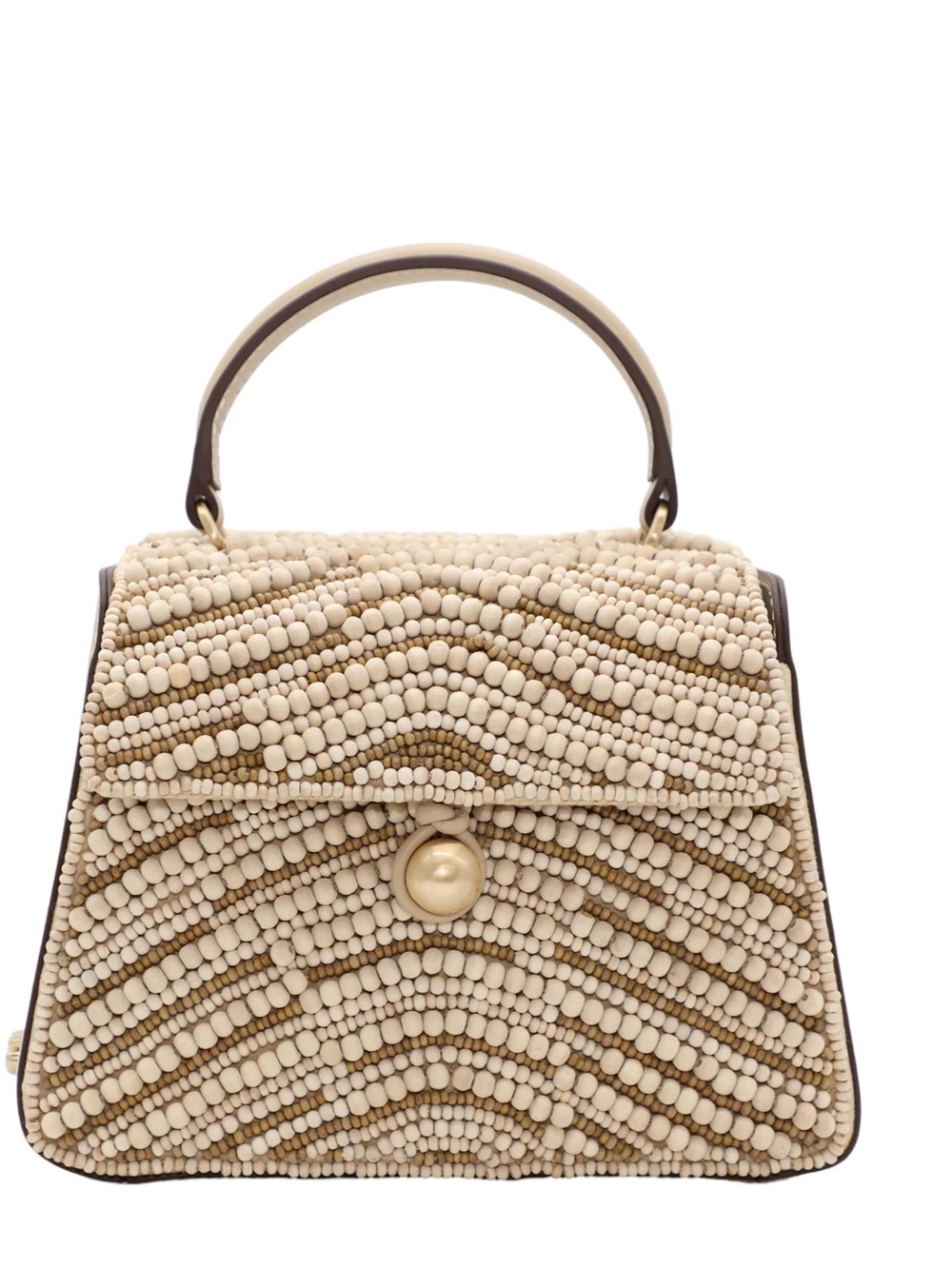 NWT cult gaia Beaded Top-Handle Crossbody in Beige and Brown